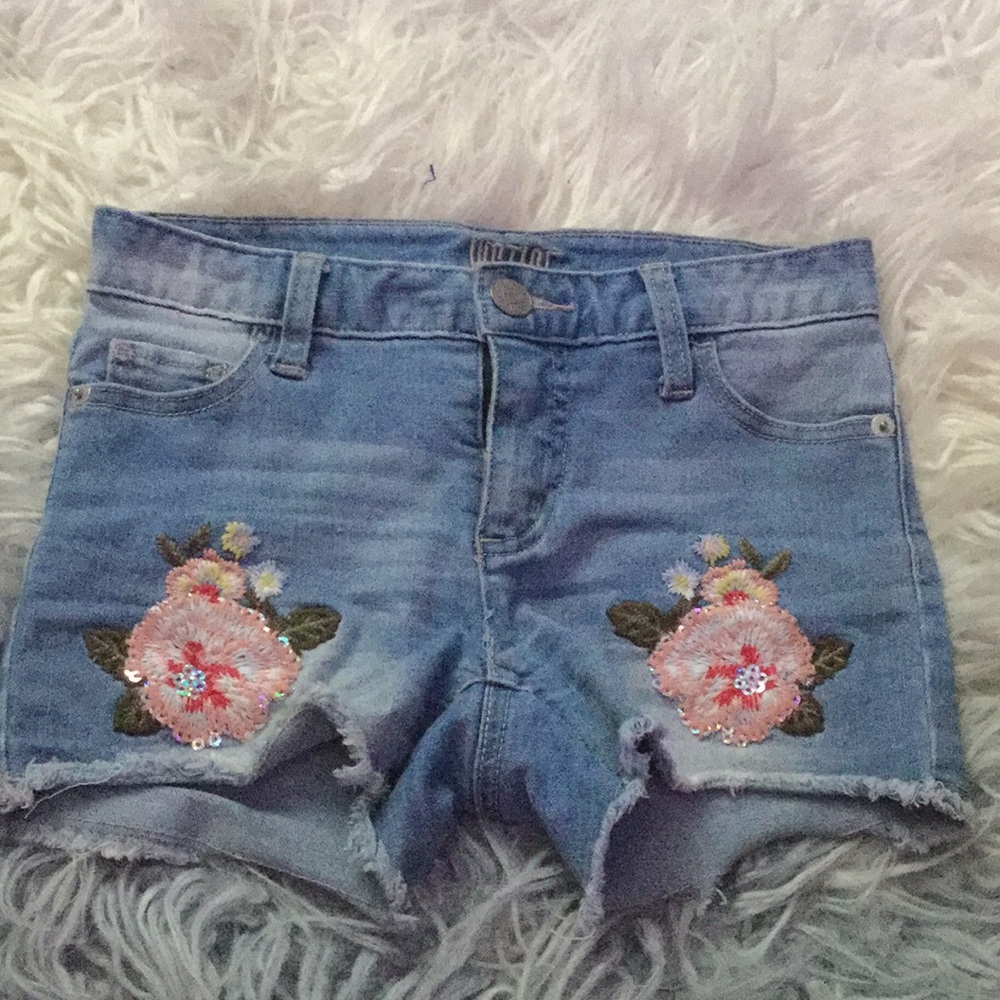 Justice flower jean shorts